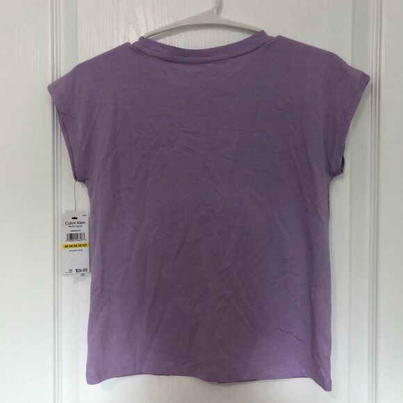 Calvin Klein Performance Girls Shirt M 8/10 Purple Crew Neck Logo Print‎ NWT - Picture 3 of 6